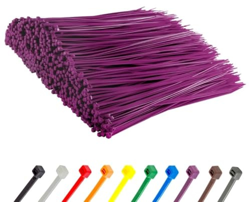Gocableties Purple Cable Ties, 300mm x 3.6mm, Bulk Pack of 1000, 12” Premium Nylon Zip Ties, Multi-Purpose Plastic Tie Wraps, Secure Self-Locking Mechanism, for Home, Garden, Office and DIY