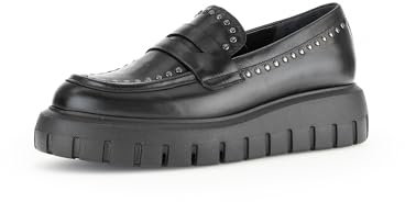 Gabor Damen Slipper, Frauen Slip On,Best Fitting,Mokassins,Halbschuhe,Schlupfschuhe,schluepfschuhe,Loafer,schwarz(Altsilber),40.5 EU / 7 UK