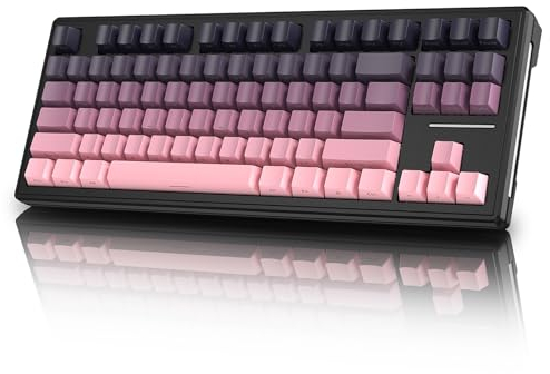 ATTACK SHARK TKL Teclado Mecánico Inalámbrico para Juegos, Bluetooth 5.0/2.4G/USB-C Teclado RGB de Intercambio en Caliente con Cable, White Switch Teclas PBT con Impresión Lateral Degradada-Zarzamora