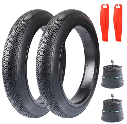 GRELiving 2er-Pack 3.0 Zoll E-Bike Reifen Fatbike Reifen 20/24/26x3.0 Heavy Duty Snow Bike Tires Fahrrad Mantel mit 2er-Pack 3.0 Fat schlauche AV32mm Ventil+ 2er Reifen-Heber (24x3.0 Zoll)