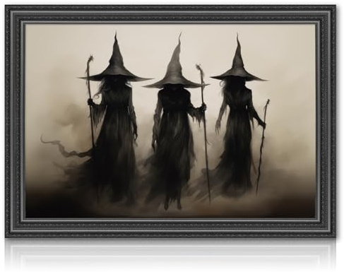 JarThenaAMCS Kunstdruck auf Leinwand, Vintage-Hexe, rustikales Kunstposter, dunkle Akademie, Gothic, Wanddekoration für Galerie, Wohnzimmer, Schlafzimmer (ungerahmt, 40,6 x 61 cm)