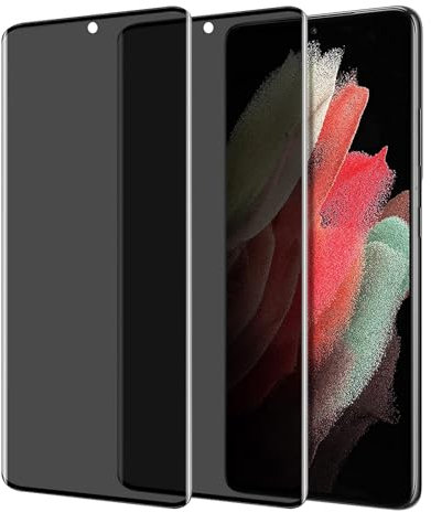 IBETEK Lot de 2 films de protection d'écran pour Samsung Galaxy S21 Ultra 5G - Anti-espion - Verre blindé - Dureté 9H - Verre trempé foncé