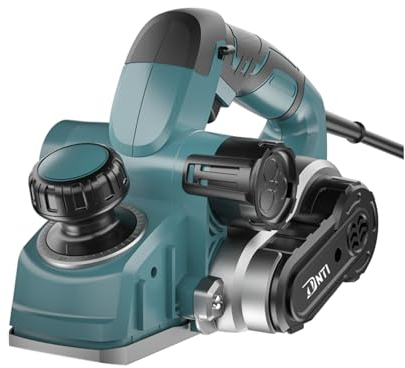 DNTI pialla per legno elettrica Pialletto Elettrico Tensione 220-240 V Potenza 1050 W Giri Min 15000 Largh Pialla 82 Mm, Profondità Asportazione 4 Mm per la Lavorazione del Legno, Rifilatura(58219)