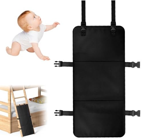 LUFEIS Bunk Bed Ladder Cover, 31x15 Bunk Bed Ladder Pads, Bunk Bed Stairs Lock with Adjustable Buckles, Folding Bunk Bed Ladder Lock to Prevent Kids from Climbing Ladders, Universal Ladder Guard