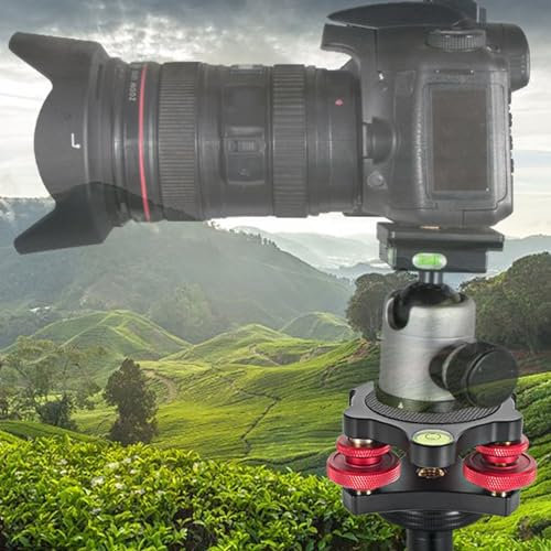 Tripod Leveling Base, Camera Leveler, Aluminum Alloy 3 Axis Tri Wheel Head, 3/8 Inch Thread, +/-5° Precise Angle Adjustment, Tripod Head Leveler, for Macro Panoramic Photography