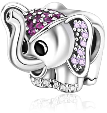Wedanor Charme Elefant Charms Anhänger 925 Sterling Silber Charm Pendant für Europäische Armbänder und Halsketten