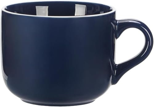 Tasse à thé et à café XXL en céramique avec poignée - 650 ml - Grande tasse à café - Pour le thé, les céréales, les soupes - Bol en porcelaine - Bleu roi
