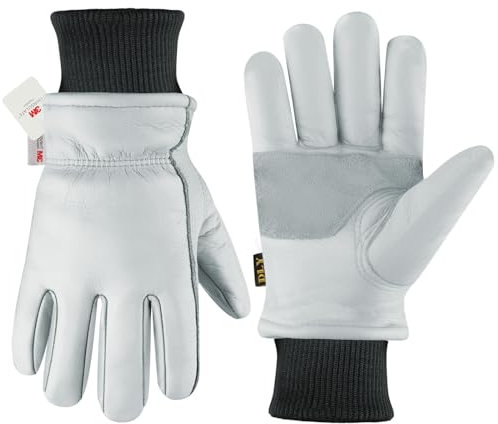 DLY Winter Arbeitshandschuhe - Thermo Lederhandschuhe für Fahren, Bau und Gerätebetrieb