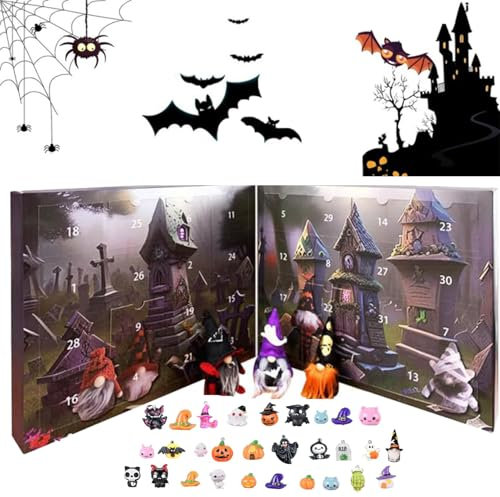 JJKTO 2024 Halloween Countdown Advent Calendar,Doll Advent Calendars 31-Day Countdown with 31 Mini Collectible Doll,Collectible Figures Toys Halloween Countdown Calendar and Doll Toys Favors for Kids