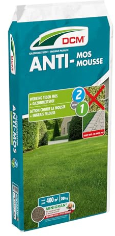 DCM Engrais Anti-Mousse 20Kg - 400m² - Engrais Pelouse avec Action Contre Mousse