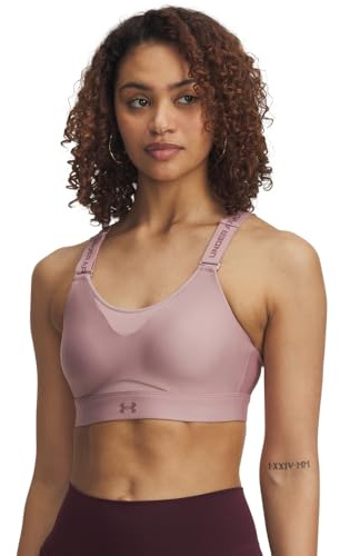 Under Armour Infinity High Impact Sports Bra (A-C Cup Size) Women's Sports Bra, (673) Pink Tourmaline / Maroon Mist, (G) D/DD