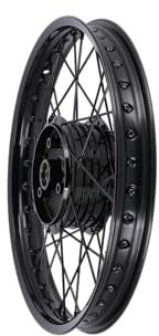 Speichenrad 1,5 x 16 Alufelge, Speichen, Nabe in Schwarz - für Simson S50, S51, KR51 Schwalbe, SR4