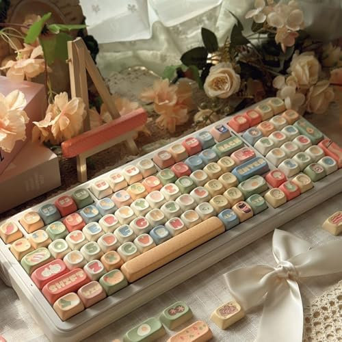 Xtroml Tasti PBT, Tasti a Tema Alimentare, Tasti PBT Carini, Tasti MOA a Sublimazione, Tasti Personalizzati per Tastiera 60 65 75 100 percento per Tastiera Meccanica 100%, 75%, 65%, 60%,A