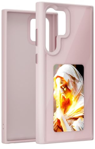 QSM E Ink - Custodia per smartphone Samsung Galaxy S23 S24 Ultra, custodia fai da te in TPU E-Ink con protezione NFC, custodia per smartphone con schermo a inchiostro a 4 colori (rosa, per Samsung