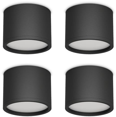 Klighten 4Pcs Aufbauspots - GX53 LED Deckenspots Aufputz, Deckenleuchte Aufbaustrahler 80x60mm, Schwarz Aufbauspot Aufbauleuchte Flach Aluminium, 220V-Deckenstrahler, Glühbirne nicht enthalten