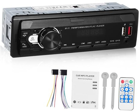 MOLUCKFU 12v Universal Car Mp3 Player Remote Control Black Usb and Card Compatible for Cars and Trucks Supports Handsfree Calls and Fm Radio