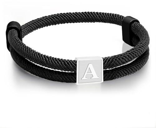 Esmoly Pulsera Hombre con Plata Letra A-Z (A)