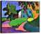 SDYSKKUG Gabriele Münter Leinwandbilder Kunstdruck. Berühmte Gemälde Reproduktion Druck auf Leinwand. Garten in Murnau. Bild mit Rahmen Champagner Silber 50x40cm