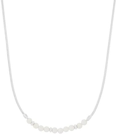 s.Oliver Kette mit Anhänger 925 Sterling Silber Perlmutt Damen Halsschmuck, mit Schmuckstein synth., Silber Beads, 42+3 cm, Weiß, Kommt in Schmuck Geschenk Box, 2039710