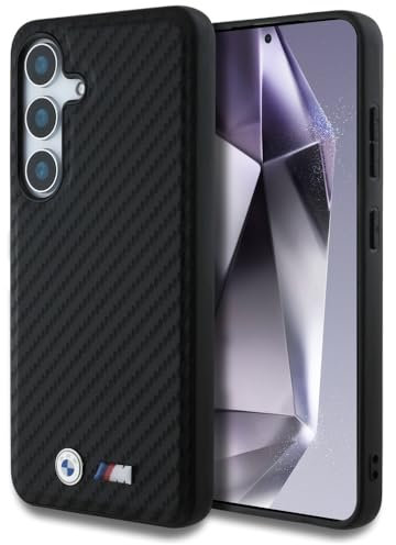 CG MOBILE BMW Leather Carbon Hülle für Samsung Galaxy S25 kompatibel mit MagSafe Schwarz