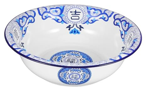 Gadpiparty Lavabo De Esmalte Vintage Para Cocina Mezclar Masa y Lavar Verduras Cuenco Esmaltado Grande Para Servir Sopa