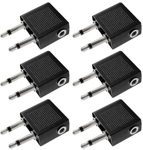 KUOQIY 6 PCS 3.5mm Airline Earphone Adapter, Airplane Airline Flight Adapters for Headphones, Airplane Headphone/Earphone Socket Adaptor, Nickel Plated