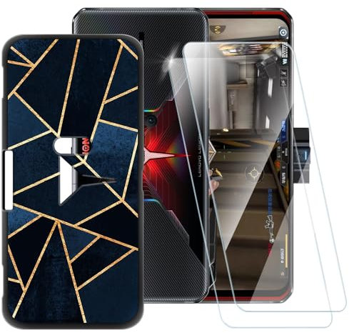Printed TPU Case + 2-Pack Tempered Glass Screen Protector Compatible with Lenovo Legion, Artistic Slim Shockproof Cover, Anti-Scratch, Full Protection