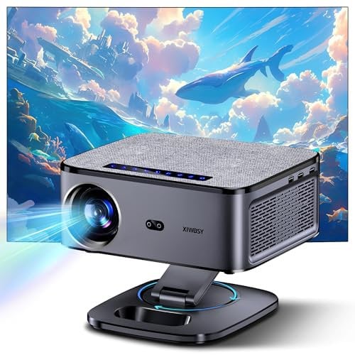 Proyector【Auto Focus & 1000 Ansi】 XIWBSY Proyector 4K Soporte con WiFi 6 y Bluetooth 5.2, Gira 360 °, 35000 Lúmenes, Proyector Android Vídeo de Cine En Casa, Videoproyector Smart TV