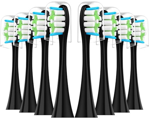 OddeKey Bürstenkopf kompatibel mit Oclean elektrische Zahnbürste, Zahnbürstenköpfe für Oclean X Pro Elite, Flow Schallzahnbürsten, Professional Care Ersatzbürstenköpfe, 8 Stück, Schwarz