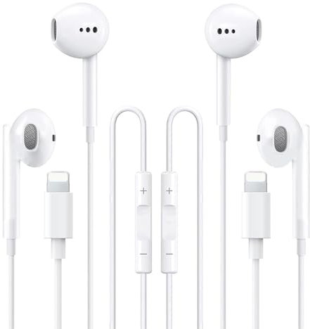 Auriculares para iPhone, 2 Pack Auriculares con Micrófono Control de Volumen de Llamadas Compatible con iPhone 14/14 Pro/13/13 Pro/12/12 Pro/11/11 Pro/XR/X/XS/8P/8/7P/7 Soporta Todo el Sistema iOS