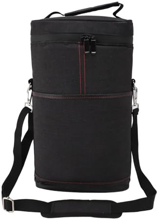Nikou Sac isotherme pour 2 bouteilles de vin - Étanche - Rembourré - Avec poignée et bandoulière réglable - Noir