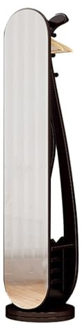 LYHXYLFT Miroir Pleine Longueur, Miroir sur Pied avec Base pivotante, miroirs de Sol rotatifs 3 en 1 et Porte-Manteau, for Salon et Chambre à Coucher(2)