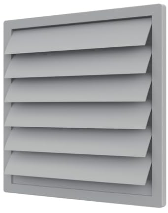 AirTech-UK Grey Gravity Grille Vent for Extractor Plate Fans – 200mm, 250mm, 315mm, 355mm, 400mm – External Plastic Louvered Wall Vent Cover for HVAC & Ducting (200mm Diameter)