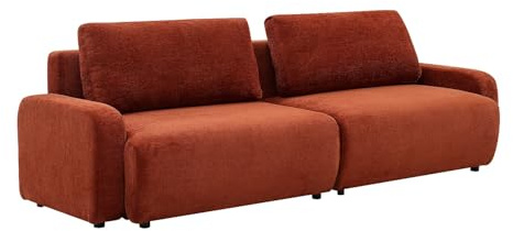 Vente-unique - CanapÈ 4 Places Convertible en Tissu Chenille Terracotta YOKIRA