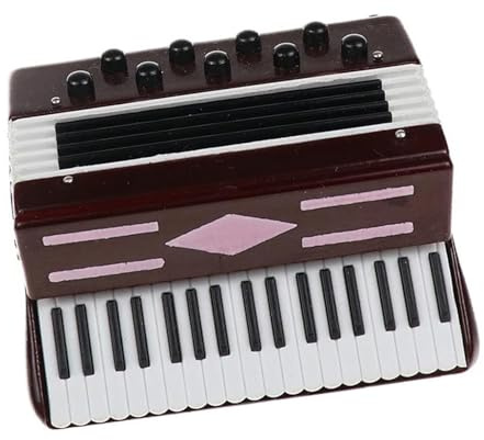 HJKLBGT Flügelornamente Handgemachte Holz Musikinstrumente Ornamente Mini Akkordeon Miniatur(Red)