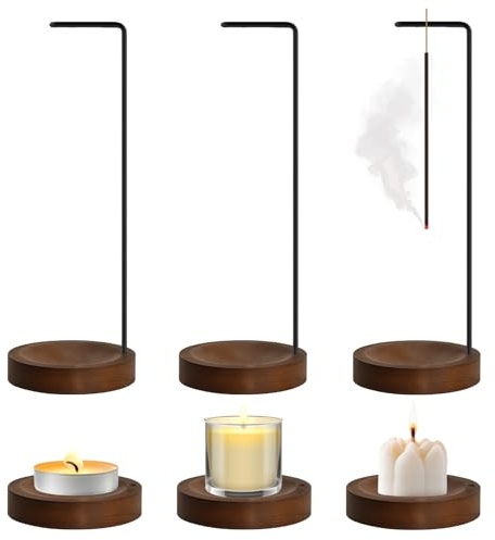 Lot de 3 2 en 1 Porte Encens Bruleur, Design Moderne Brûleur d'Encens Inversé, Porte-Encens, Bois Support Encens Bâton, Incense Holder, pour Bureau, Méditation, Yoga et Décoration d'Intérieur