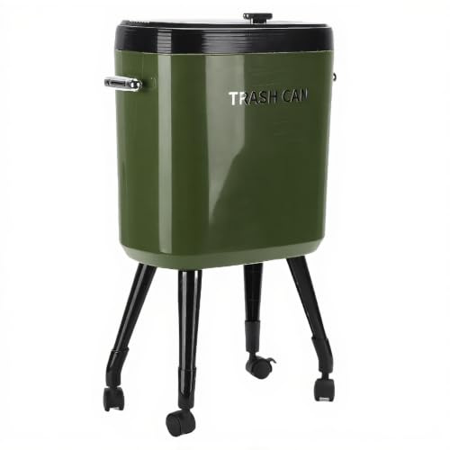 Jectse Bote de Basura de Cocina con Patas de Ruedas, Bote de Basura a Prueba de Mascotas de Gran Capacidad de 15 L, Tapa a Presión, Cubo de Basura Alto y Estrecho para Tocador, (GREEN)