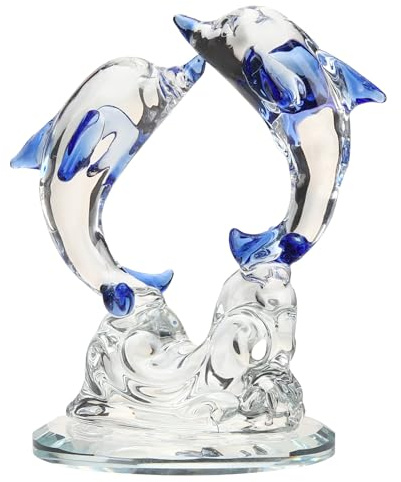 Cristal Figura Artesanal de Mamífero Blanco, Adorno Marino Miniatura | Decoración de Escritorio y Hogar, Estilo Delicado y Artístico, Pieza