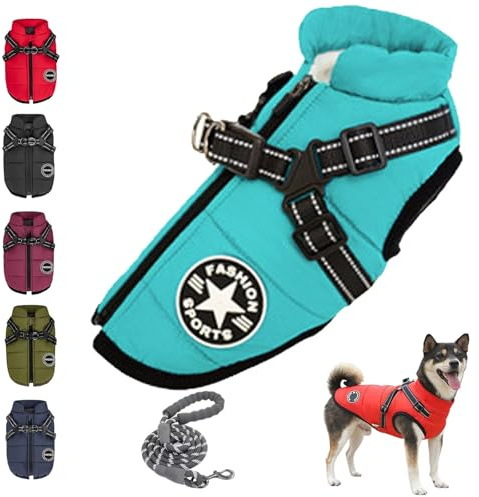 Emmalove - Wasserdichter Hundemantel Extreme, wasserdichte Reflektierende Hundejacke, Hundejacke Mit Geschirr, Schutz Vor Regen, Wind(G,M)