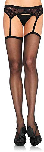 Leg Avenue Collant Jarretelles Noir Taille Unique