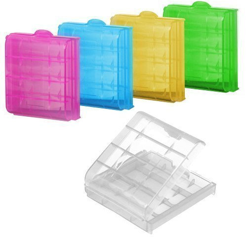 Accessotech 5 x Hard Plastic Case Holder Storage Box Cover for Rechargeable AA AAA Batteries