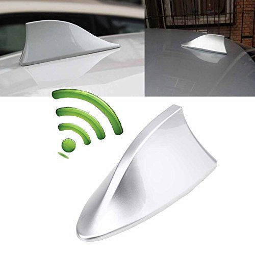 Possbay Antenne Requin Antenne D'aileron de Requin Universelle Antenne de Voiture avec AM FM Radio Signal Base étanche (Argent)