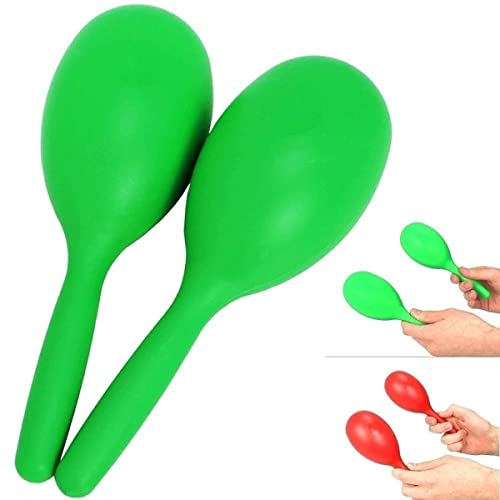 A-Star Maracas-Paar aus grünem Kunststoff – 20 cm große Shaker-Rassel, Percussion-Rhythmusinstrument