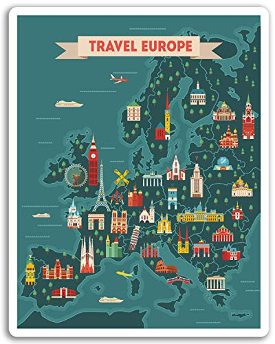 DestinationVinyl 2 x 10 cm Europa Karte Vinyl Aufkleber - EU UK Reise-Aufkleber Laptop Gepäck # 17275 (10 cm groß)