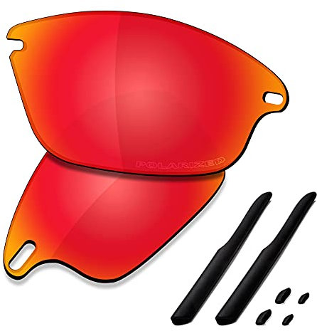 SAUCER Verres de rechange et kits de caoutchouc de qualité supérieure pour lunettes de soleil Oakley Fast Jacket OO9097 | Fast Jacket Low Bridge Fit OO9162 Lunettes de soleil haute définition – Rouge