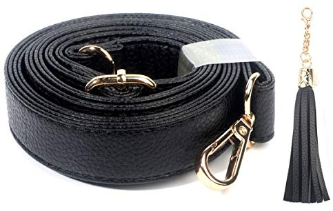 BEAULEGAN Litchi Grain Purse Strap Replacement | Adjustable 86-140 CM Long, Microfiber Leather, Classic Black, Fits Shoulder & Crossbody Bags