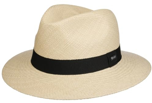 LIPODO Sombrero Panamá Classic Traveller Mujer/Hombre - Made in Italy de Paja con Banda Grosgrain, Grosgrain Primavera/Verano Verano - M (56-57 cm) Natural