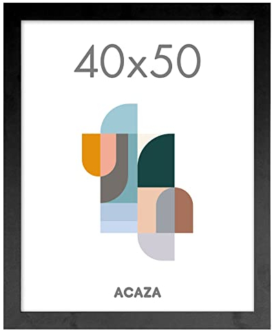 ACAZA Cadre Photo 40x50 Noir, Pour Photo et Poster, En Bois MDF et Verre Acrylique, Portrait et Paysage, Décoration Murale