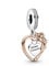 PANDORA Herz & Rose Charm-Anhänger mit Sterling-Silber und 14 Karat rosévergoldete Metalllegierung und Cubic Zirkonia Steinen Moments Collection