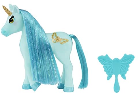 Dream Ella MGA's Dream Bella Kleines Einhorn-SEA GLASS - Zauberzubehör blau mit 1 Schmetterlingsbürste - Mähne & Schwanz stylen - für 14 cm große Puppen - 3+ Jahre alter, 580959EUC